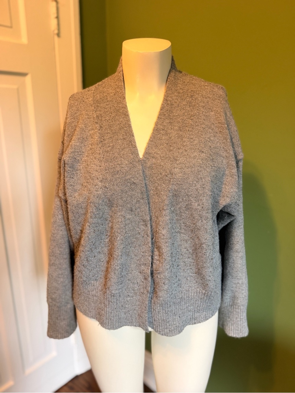 DAZY Women's Open-Front Gray Knit Cardigan Sweater